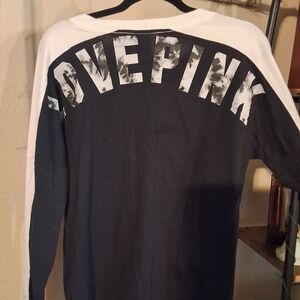 PINK Victoria's Secret Black and White Long Sleeve Tee